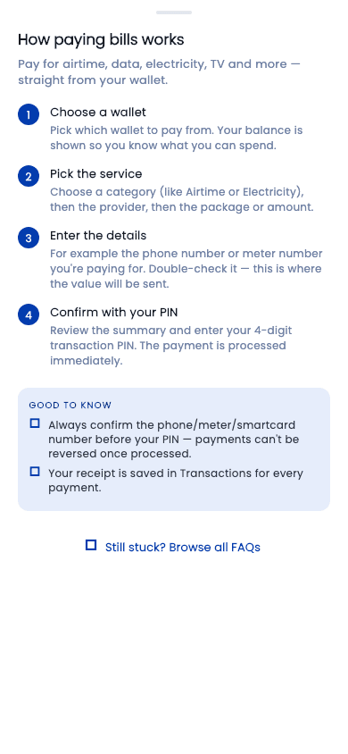 How paying bills works — as shown in the Curnance app